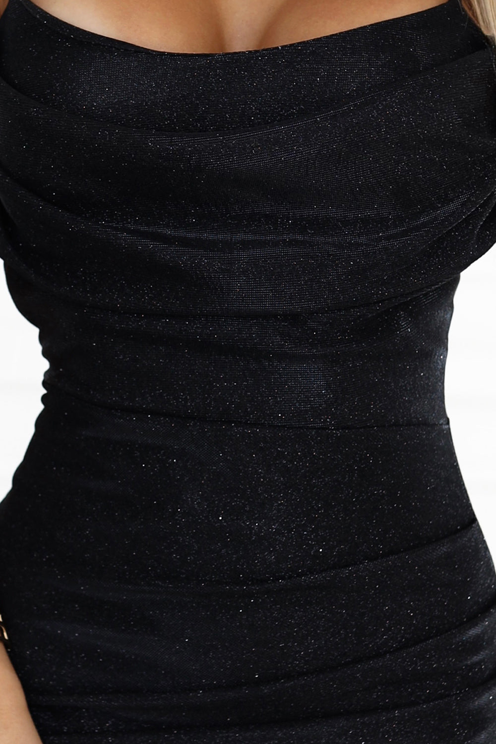 Numoco Basic 563-2 COSIMA Shiny and elegant draped dress - black