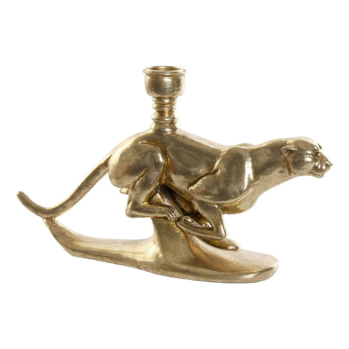 Candle Holder DKD Home Decor Golden Resin Aluminium Leopard Tropical Candle Holder 25 x 6 x 14 cm-0