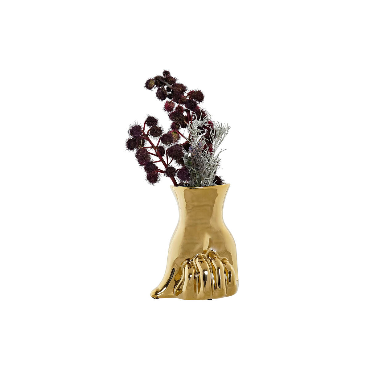 Vase DKD Home Decor Golden Stoneware 17 x 12 x 21 cm (2 Units)-2