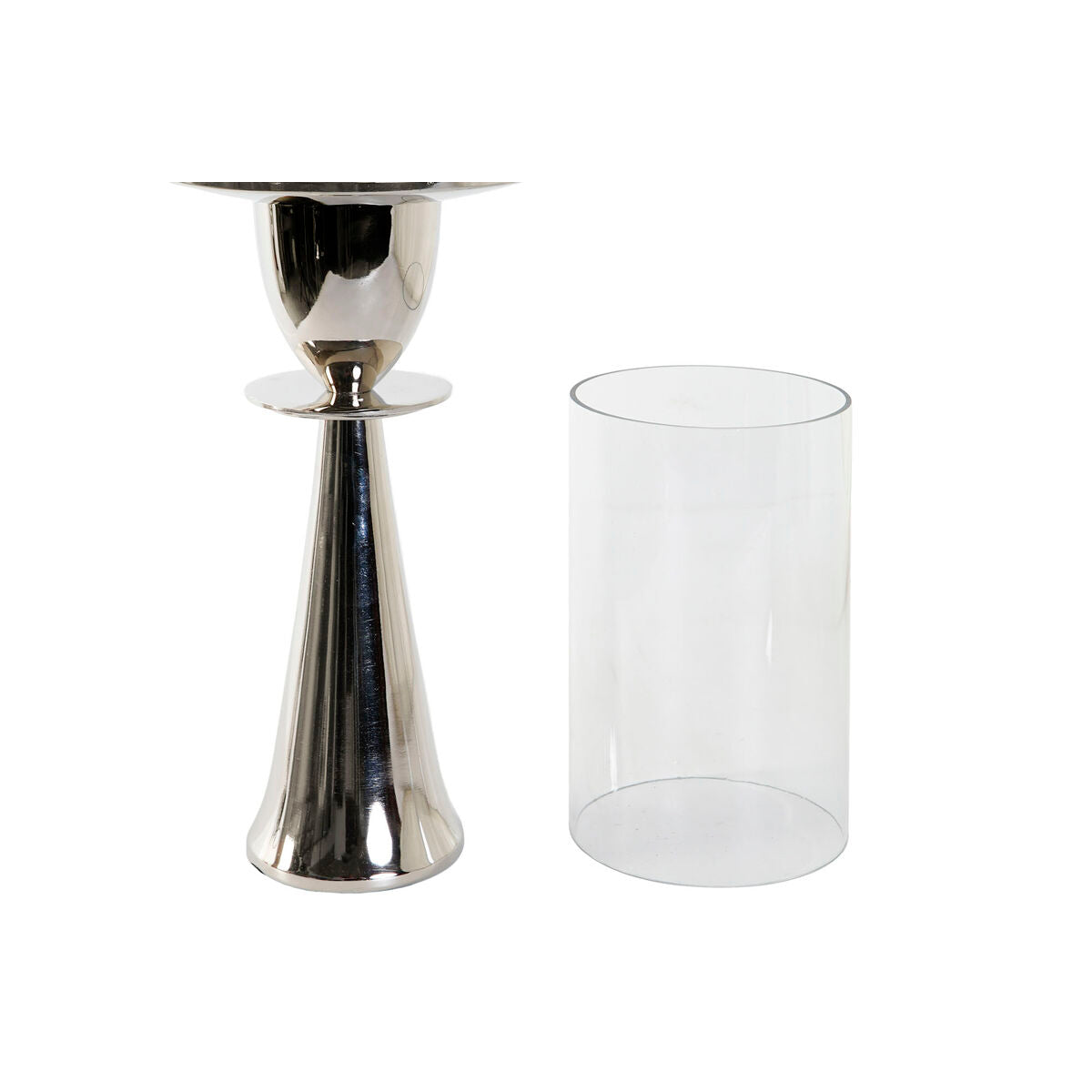 Candleholder DKD Home Decor Silver Aluminium Crystal 14 x 14 x 38 cm-1