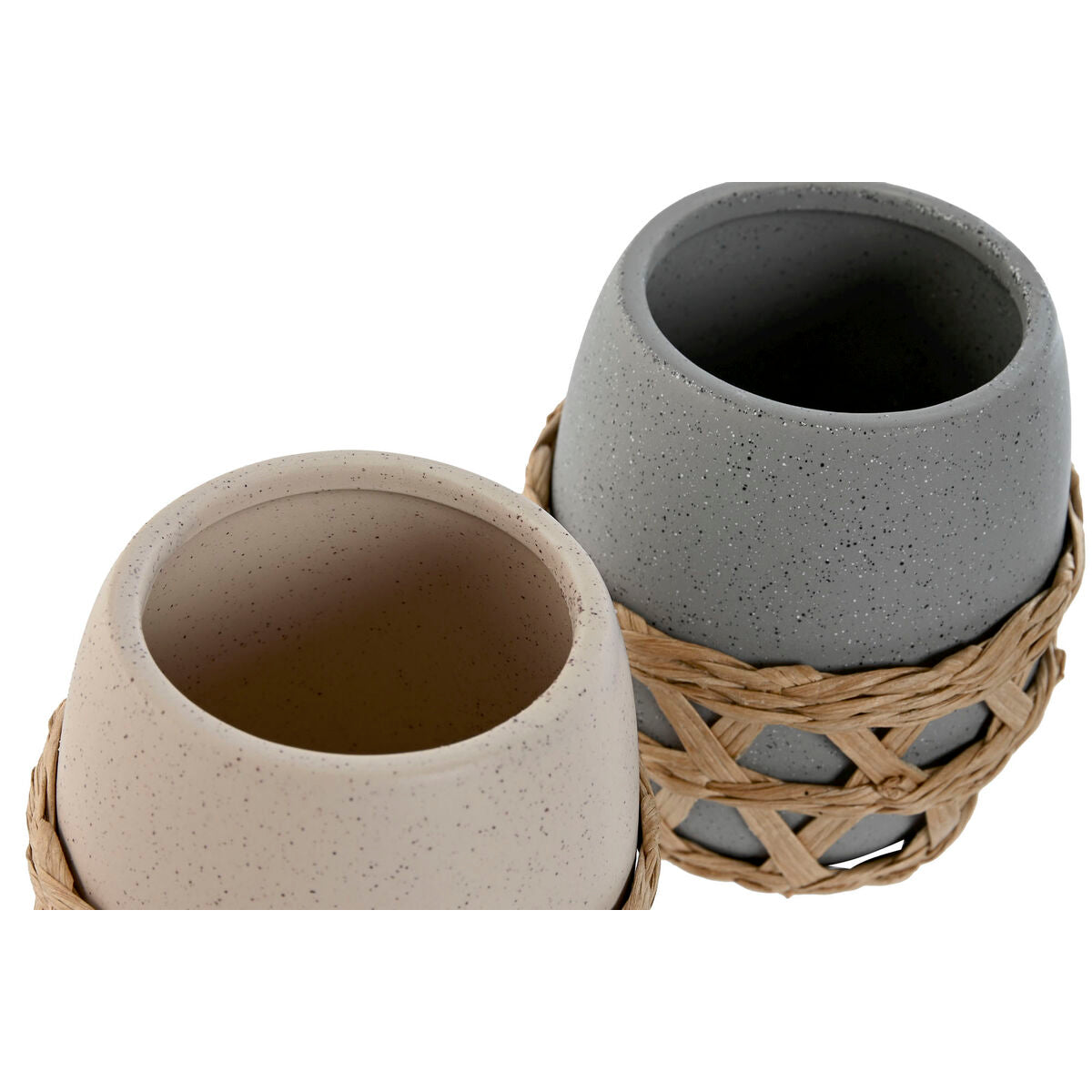 Toothbrush Holder Home ESPRIT Grey Cream Dolomite 9 x 9 x 10,5 cm (2 Units)-1