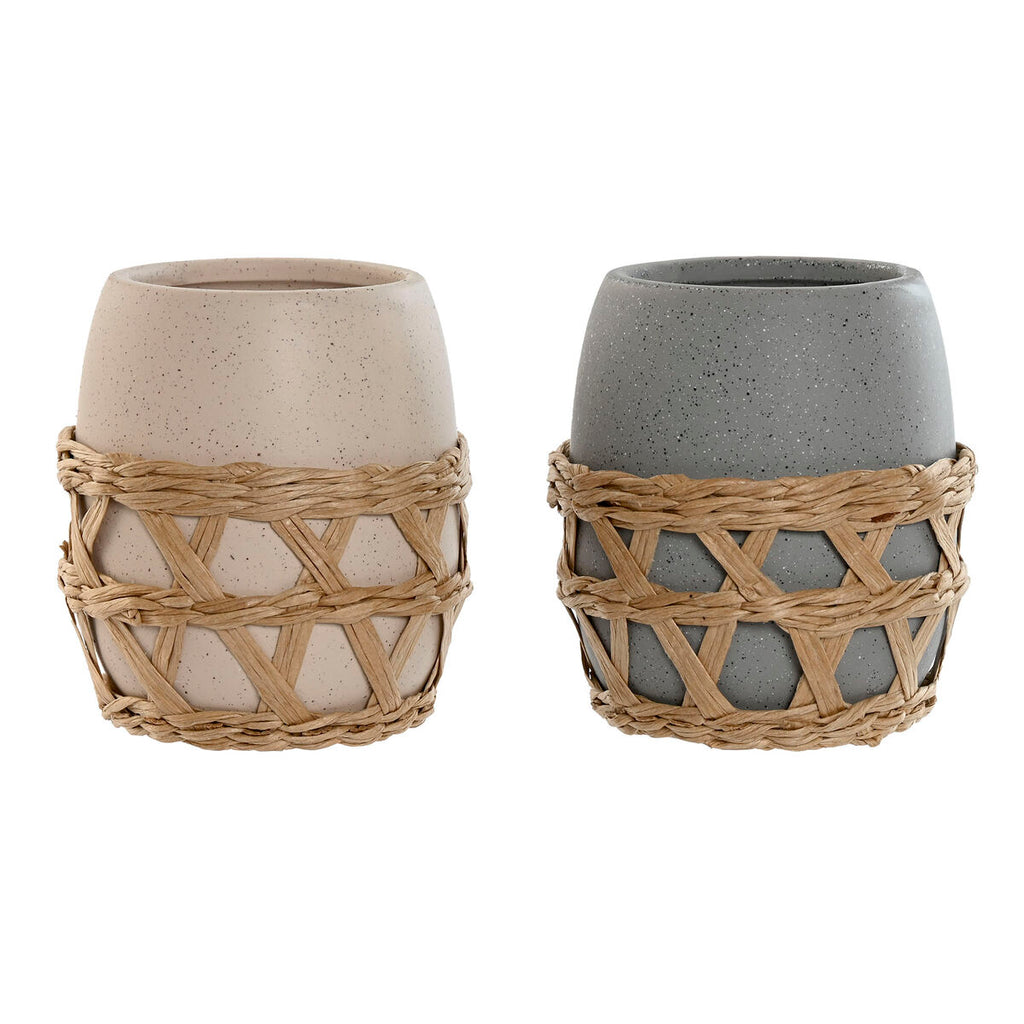 Toothbrush Holder Home ESPRIT Grey Cream Dolomite 9 x 9 x 10,5 cm (2 Units)-0
