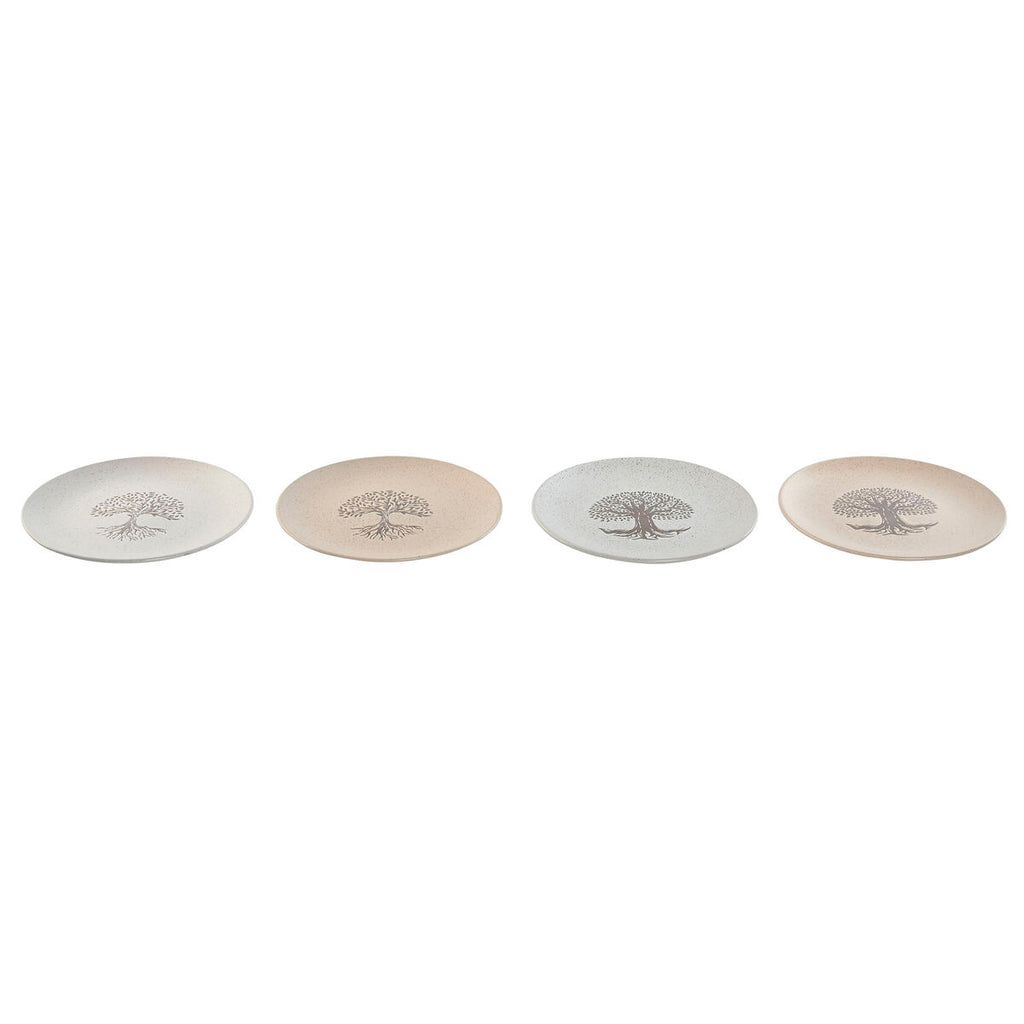 Flat Plate Home ESPRIT White Beige Stoneware Traditional 20 x 20 x 2,5 cm