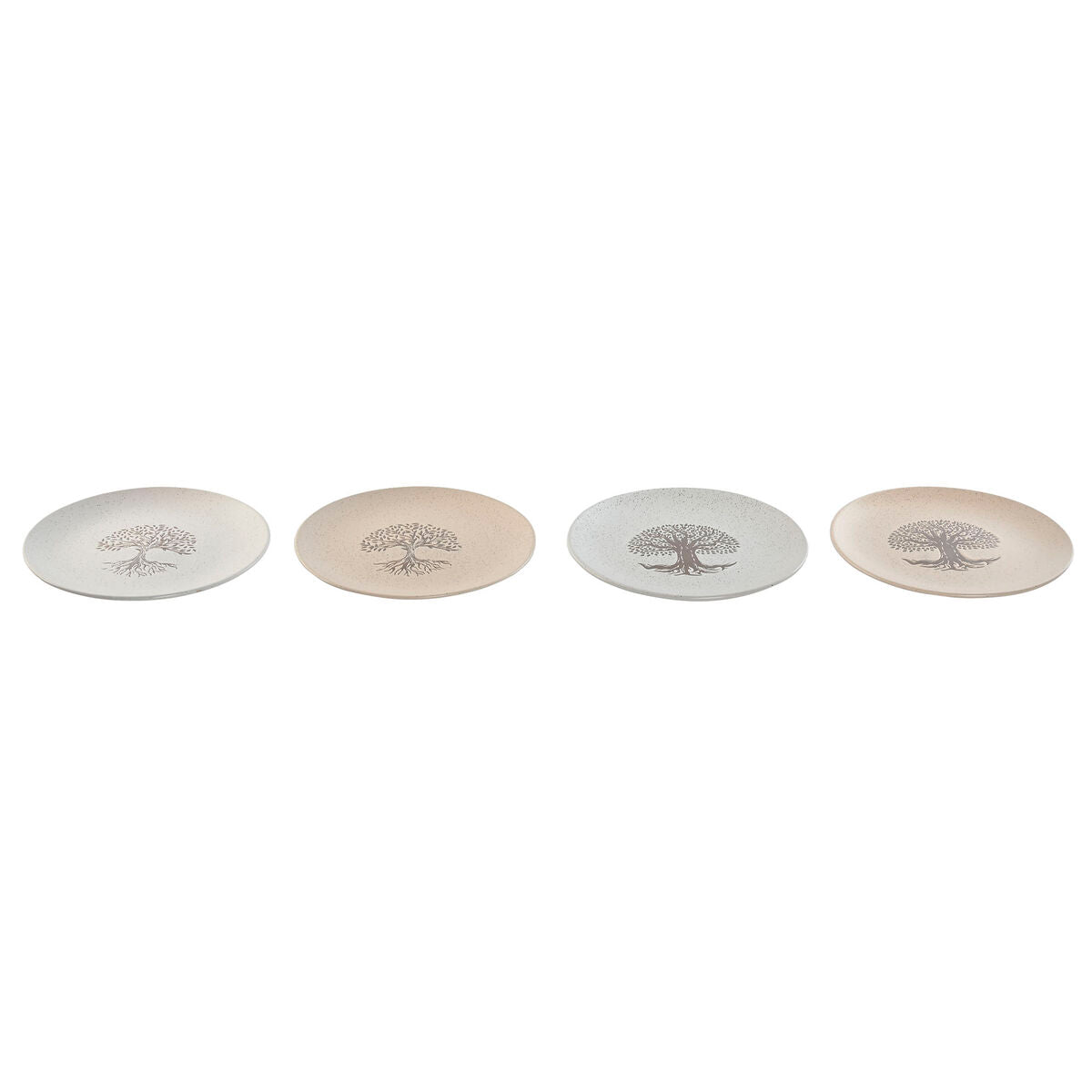 Flat Plate Home ESPRIT White Beige Stoneware Traditional 20 x 20 x 2,5 cm