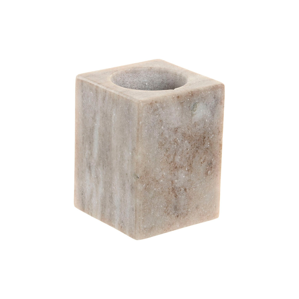 Toothbrush Holder Home ESPRIT White Brown Marble 7,5 x 7,5 x 10,5 cm-0
