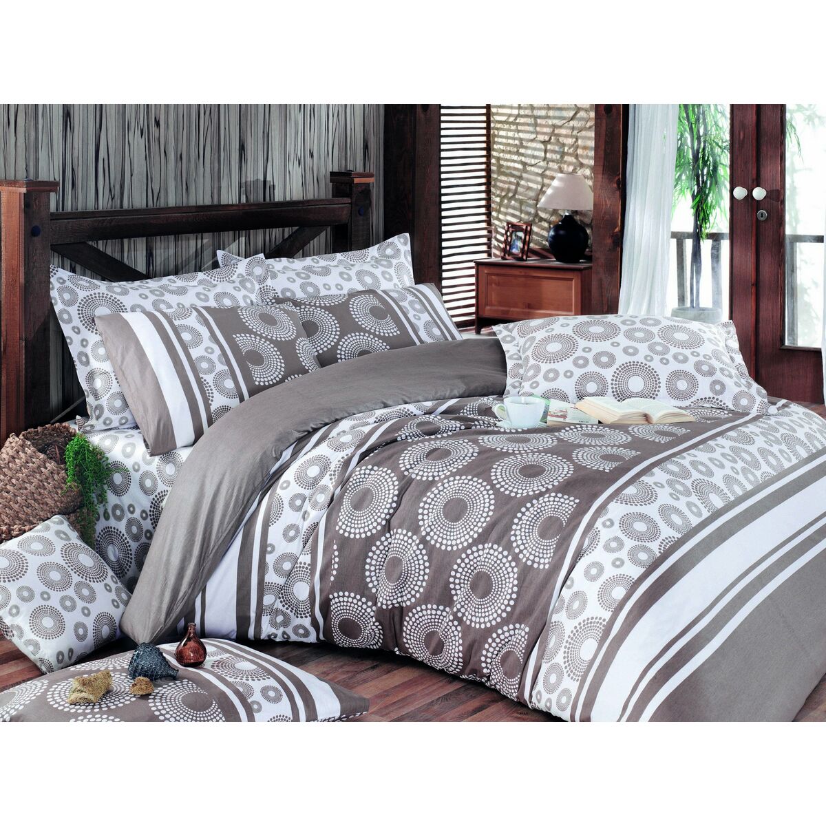 Duvet cover set Brown Super king 3 Pieces-5