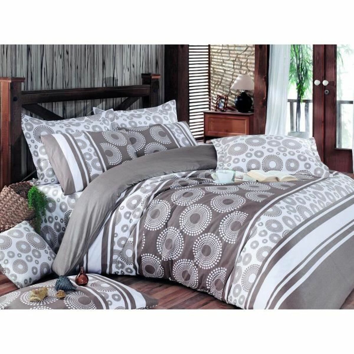 Duvet cover set Brown Super king 3 Pieces-4