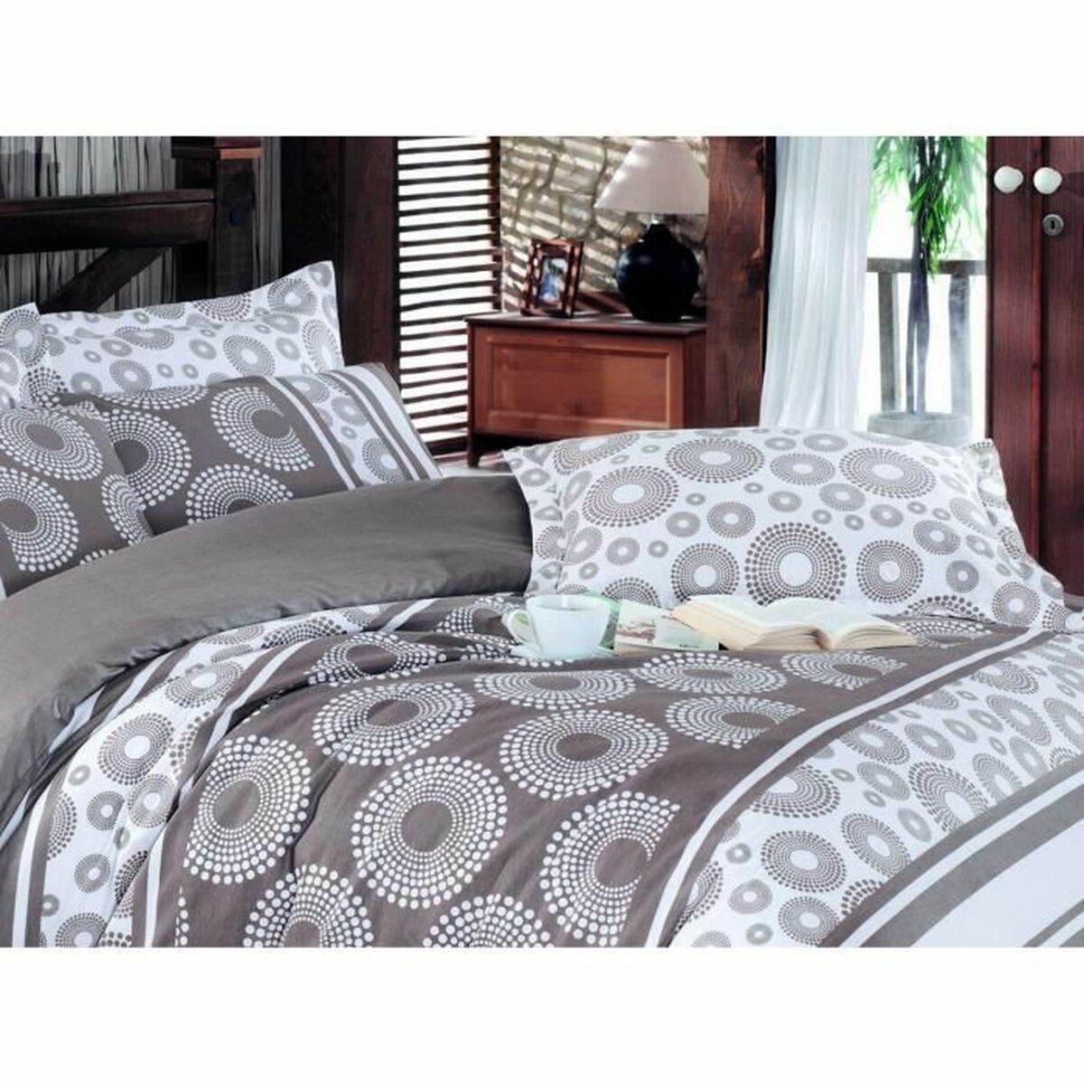 Duvet cover set Brown Super king 3 Pieces-3