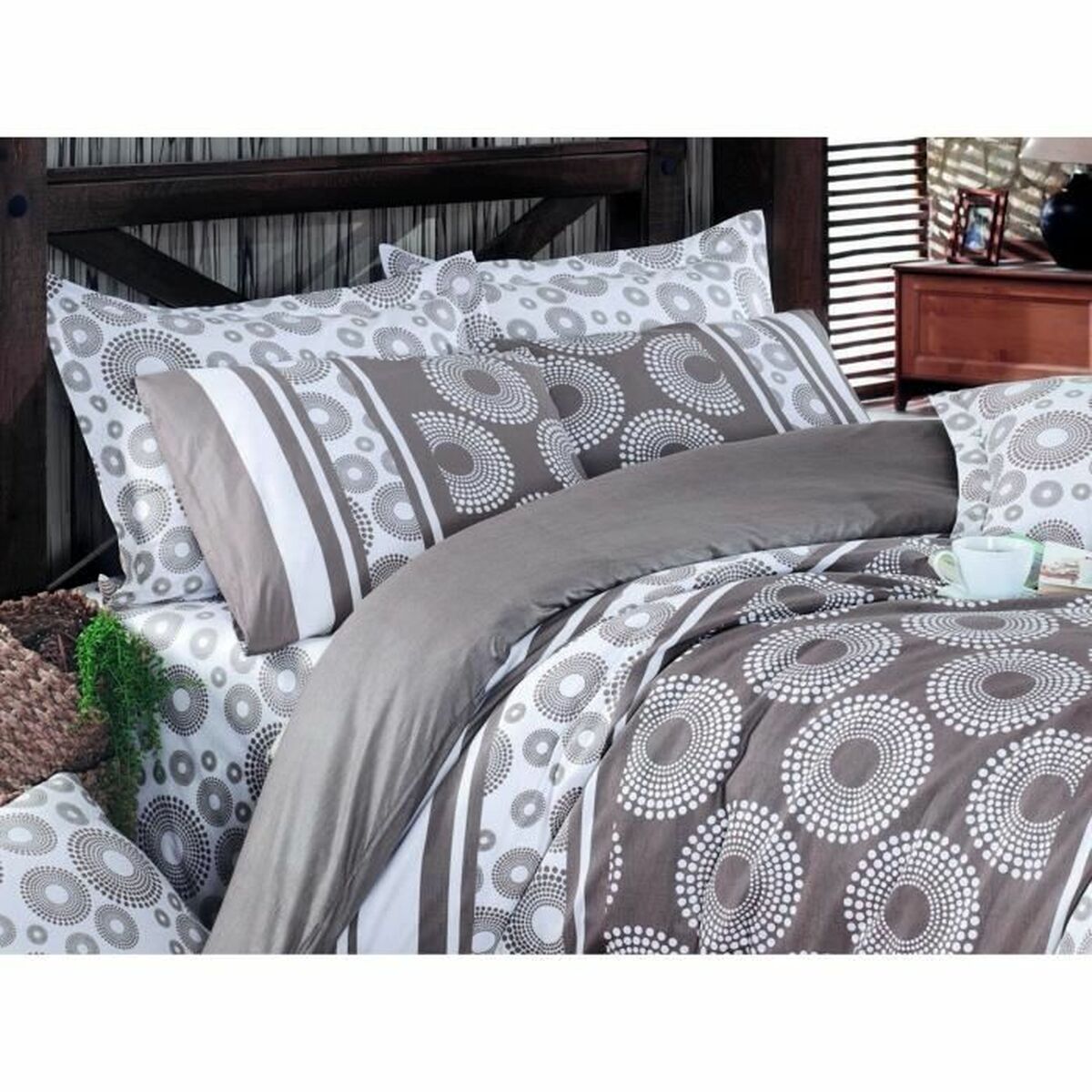 Duvet cover set Brown Super king 3 Pieces-2
