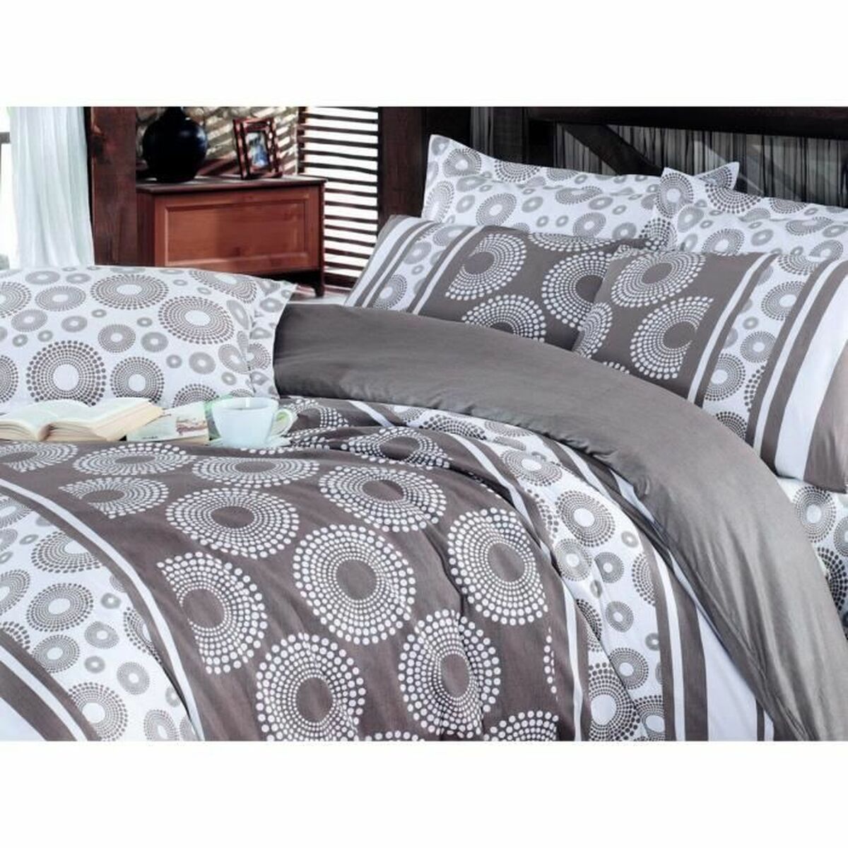 Duvet cover set Brown Super king 3 Pieces-1