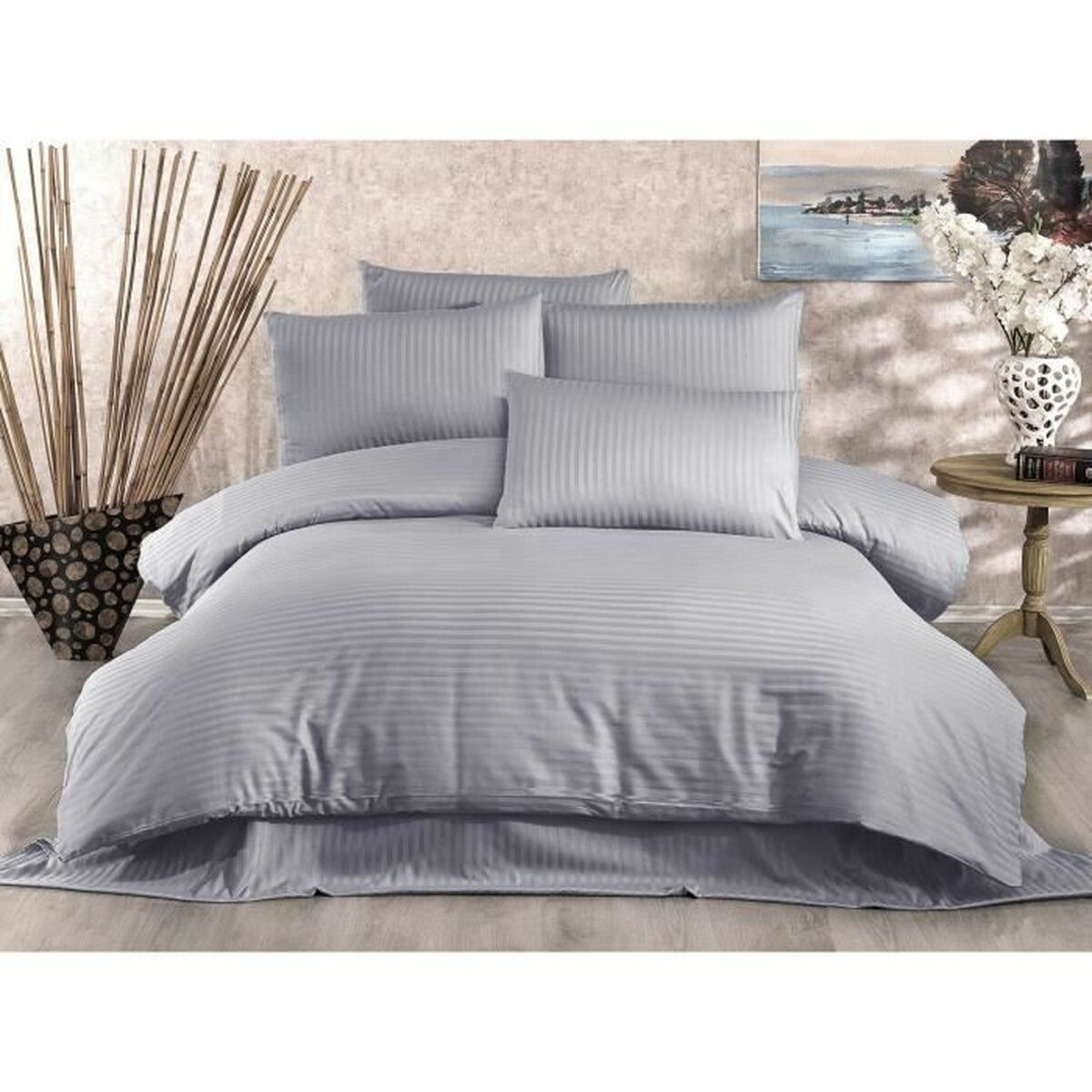 Duvet cover set Grey Super king 3 Pieces-3