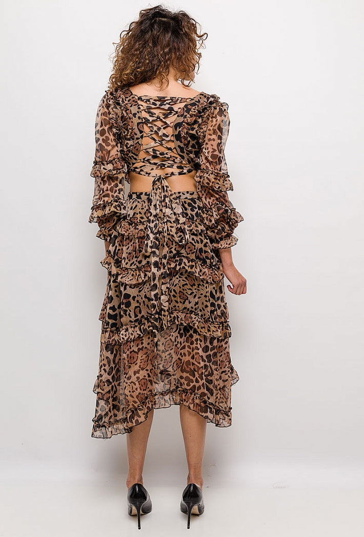 DANITY tyllekjole med leopardprint 61003-2 — 119 Fashion