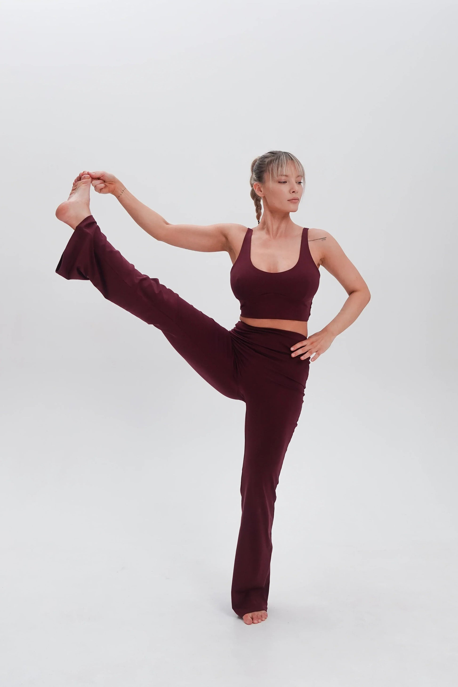 Women's Seacell Set: Flares + Bra - Burgundy-2