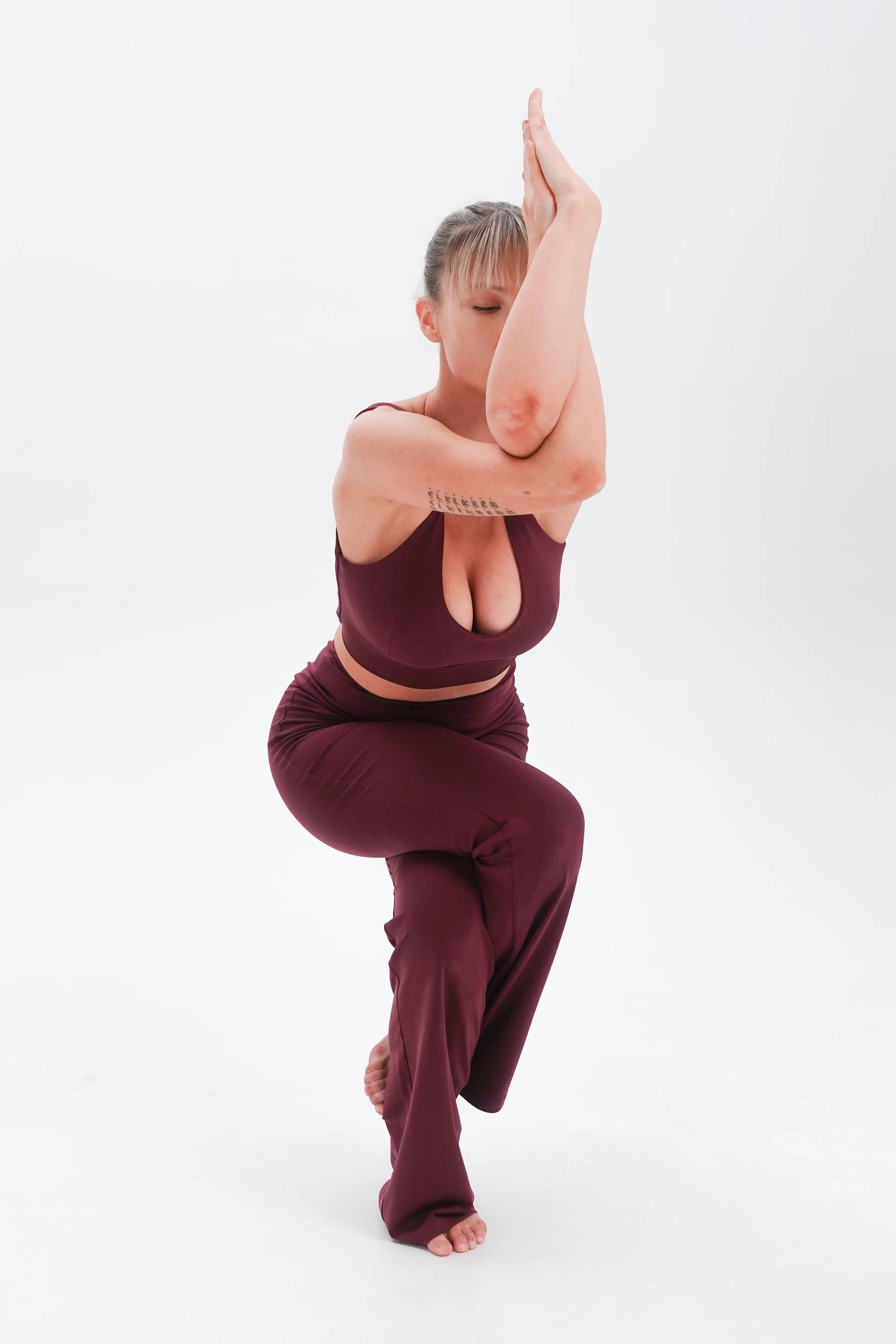 Women's Seacell Set: Flares + Bra - Burgundy-3