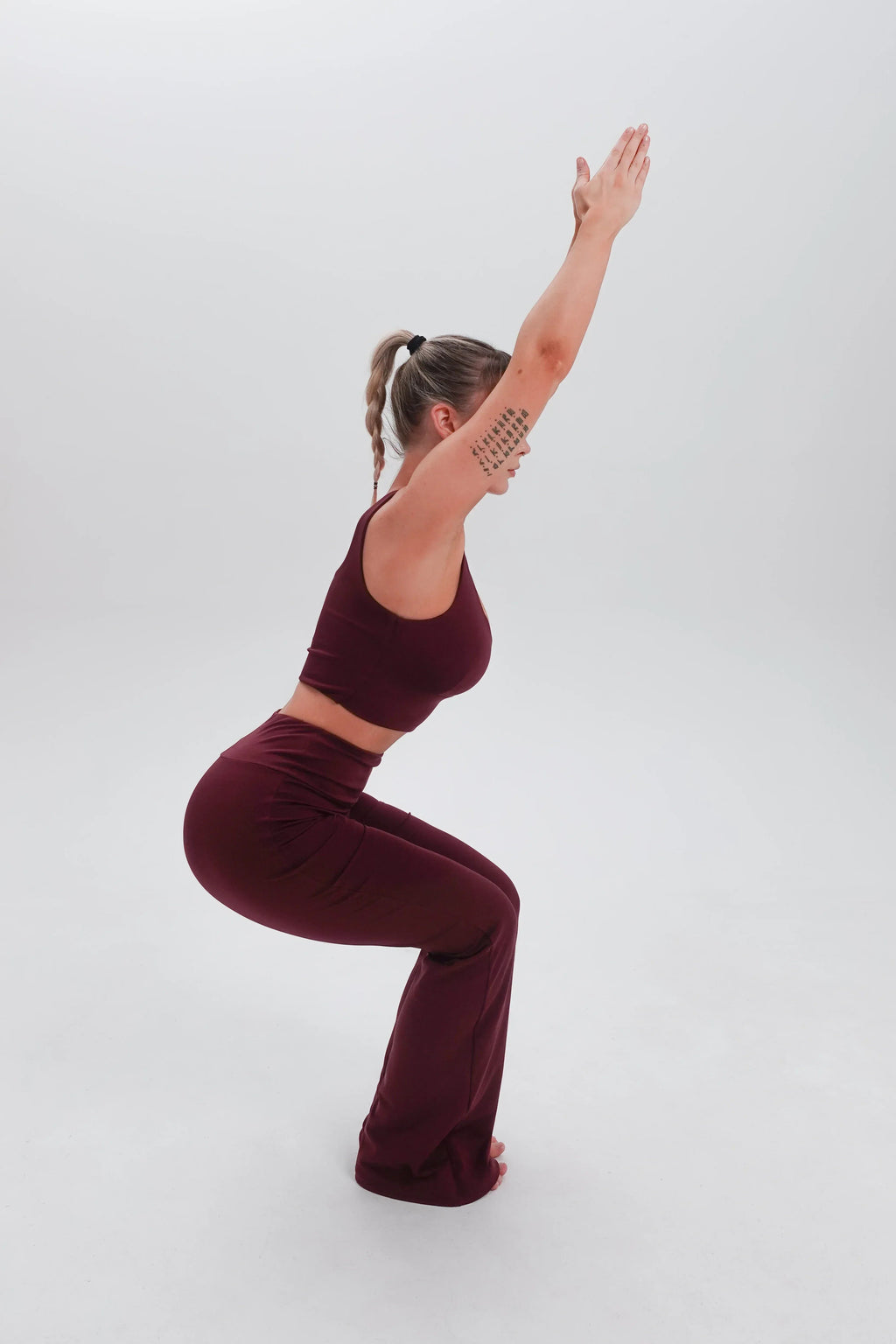 Women's Seacell Set: Flares + Bra - Burgundy-1