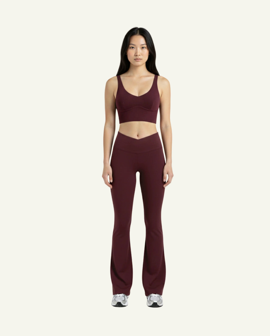 Women's Seacell Set: Flares + Bra - Burgundy-0