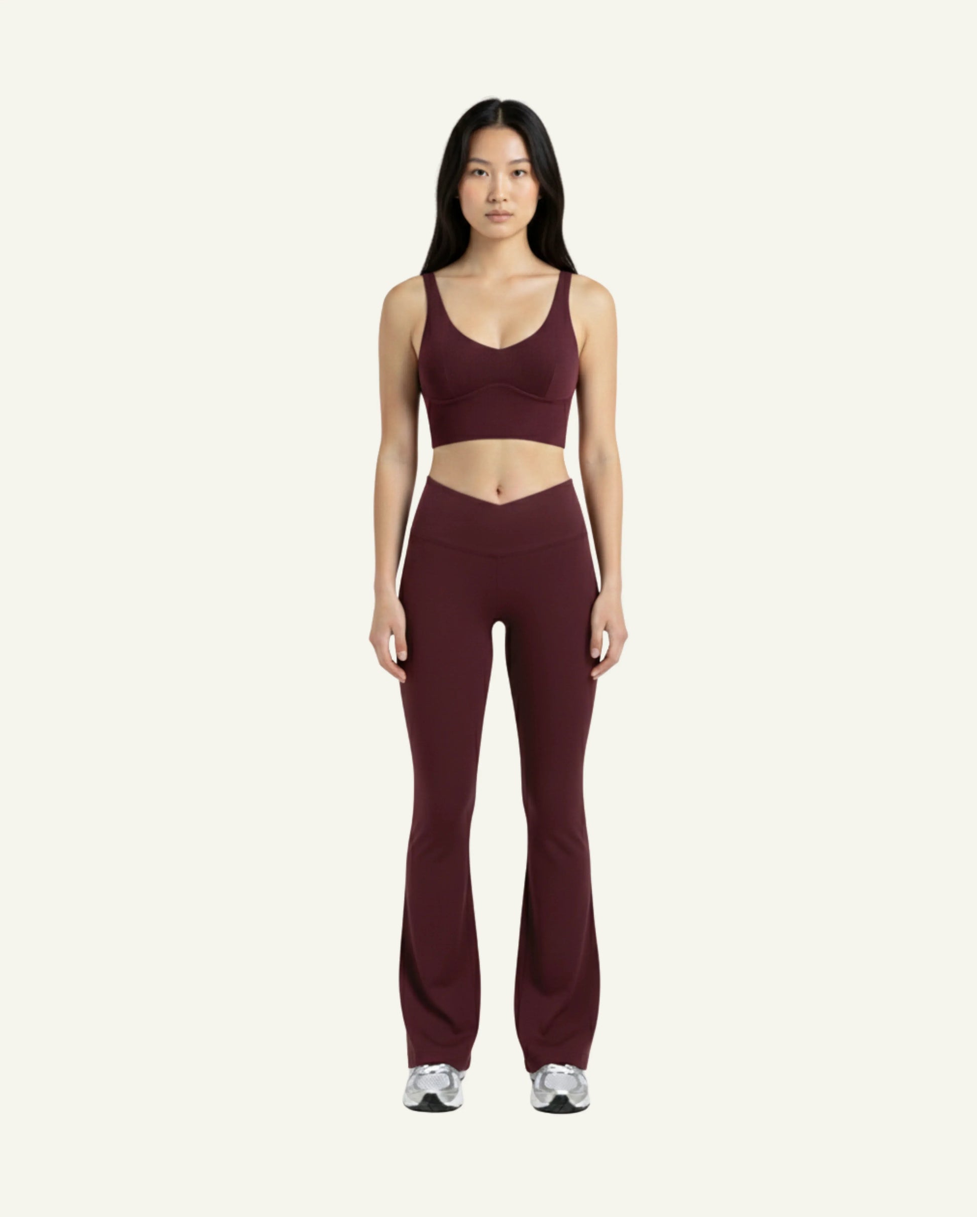 Women's Seacell Set: Flares + Bra - Burgundy-0