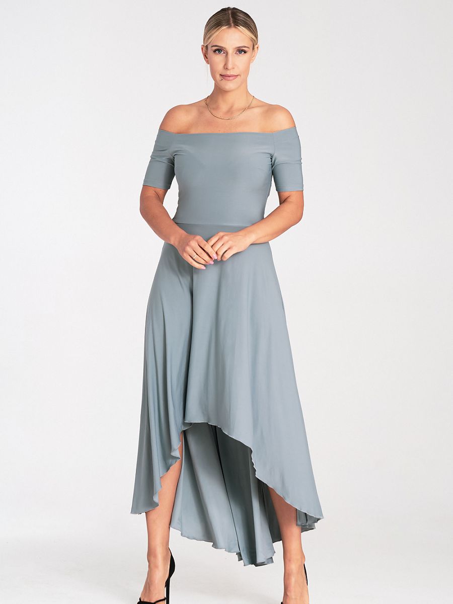 Asymmetrisk aftenkjole uden skuldre model 201493 — Figl