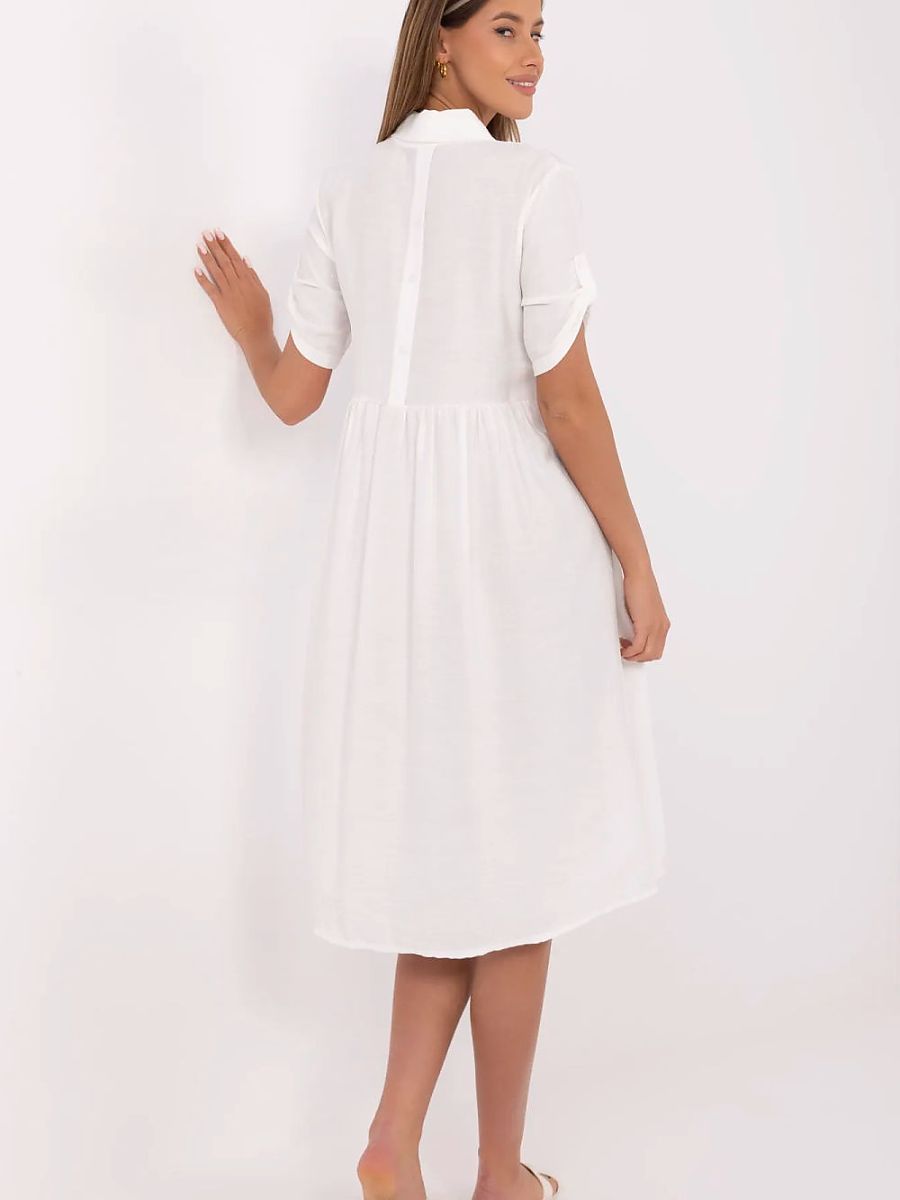 Midi skjortekjole med krave og knapper model 212023 — Italy Moda