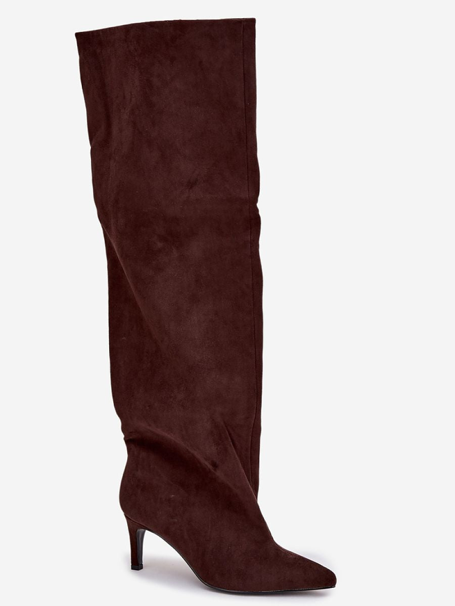 Brune Knæhøje Støvler med Stilethæl — Step in Style