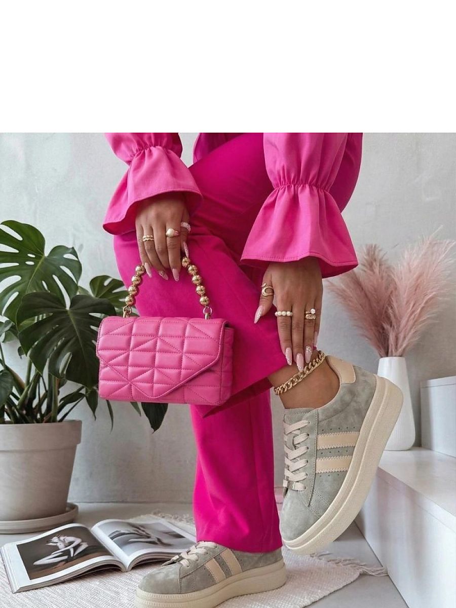 Grå Platform Sneakers i Ruskind med Plateau — Solea