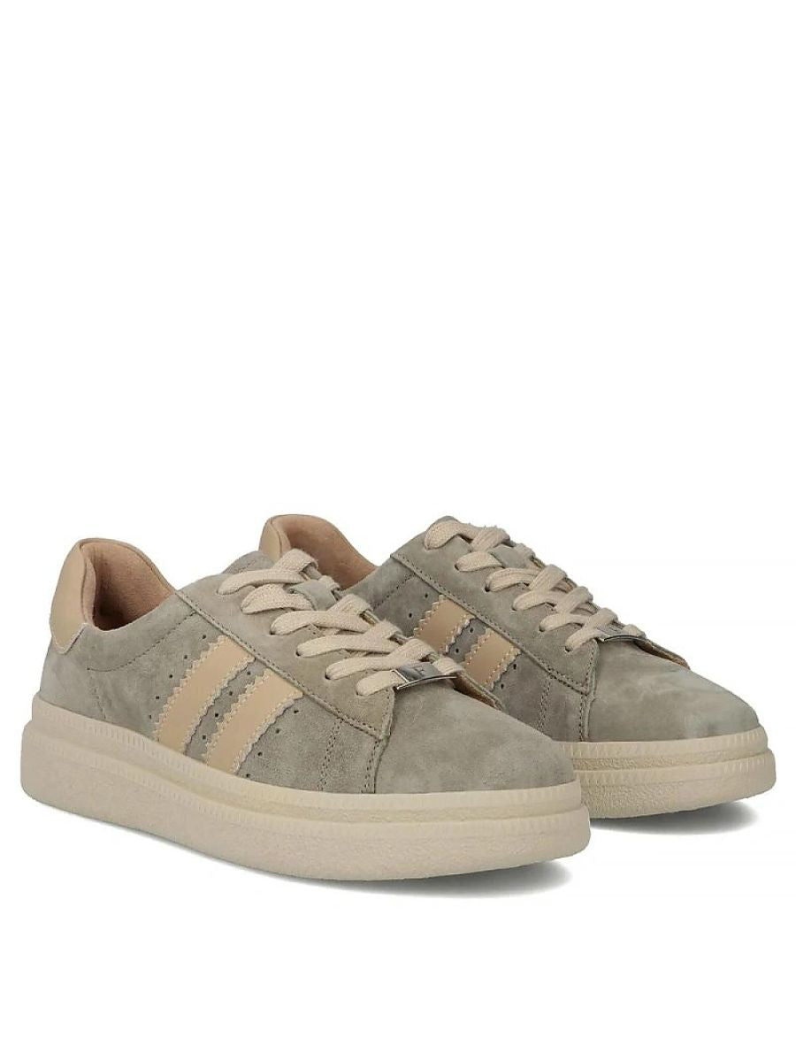 Grå Platform Sneakers i Ruskind med Plateau — Solea