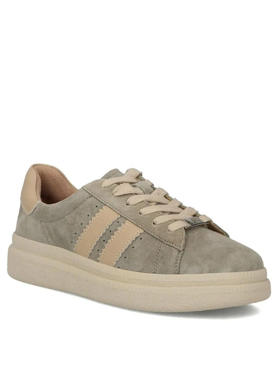 Grå Platform Sneakers i Ruskind med Plateau — Solea
