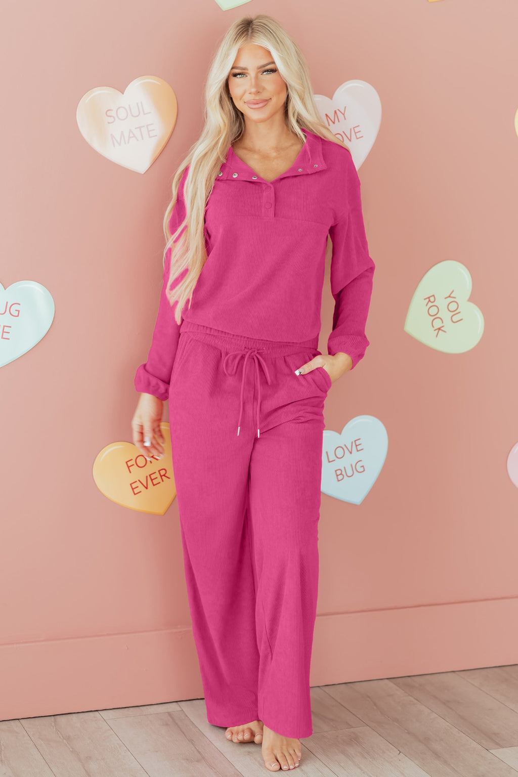 Danna Half Pullover Drawstring Pants Set-3