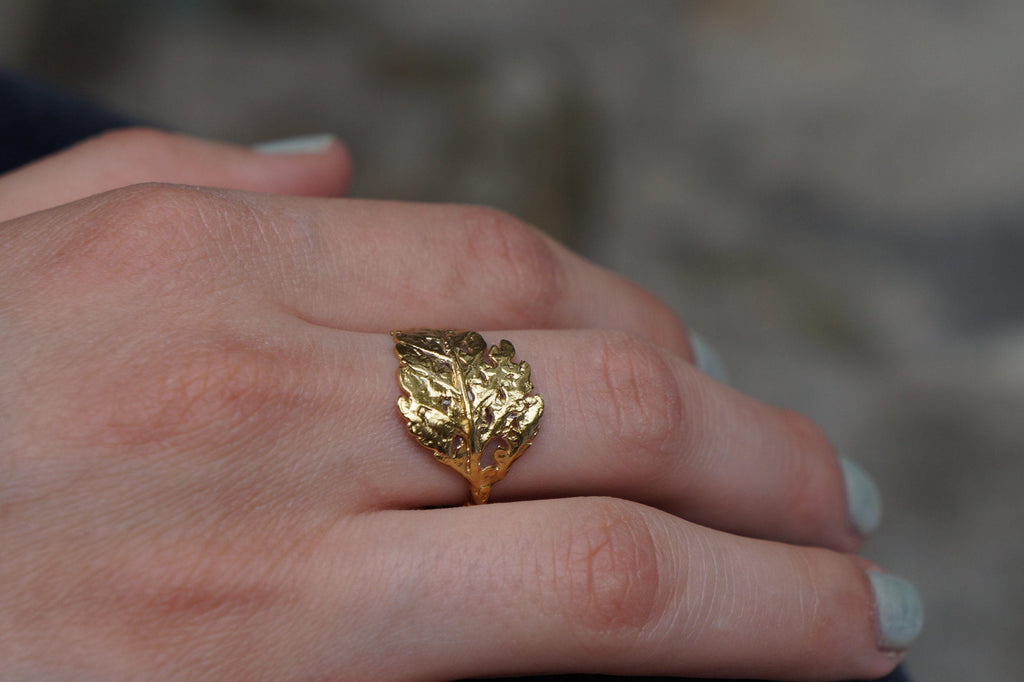 Bregneblad Ring — Forgyldt Messing | Naturinspireret Design